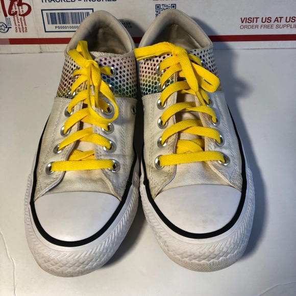 Vintage Women’s 7 Rainbow Polka Dot Low Top Converse All Stars RARE - Picture 3 of 8